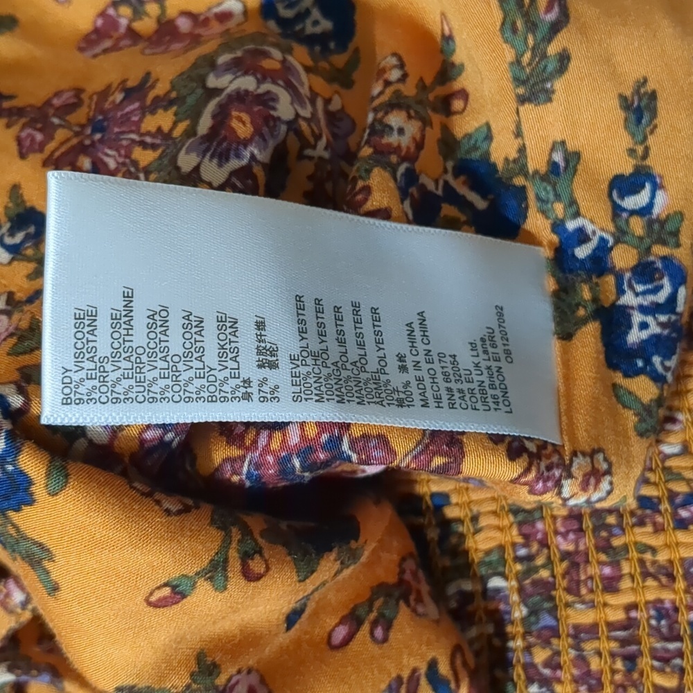 Urban outfitters orange floral long sleeve cropped blouse women Medium - Picture 9 of 11